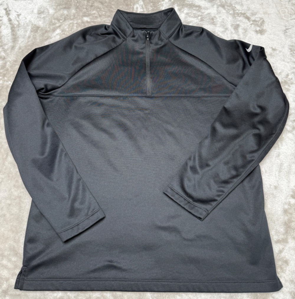 Nike Black Dri Fit Mock Neck Fleece Quarter Zip Sweatshirt Mens Size L